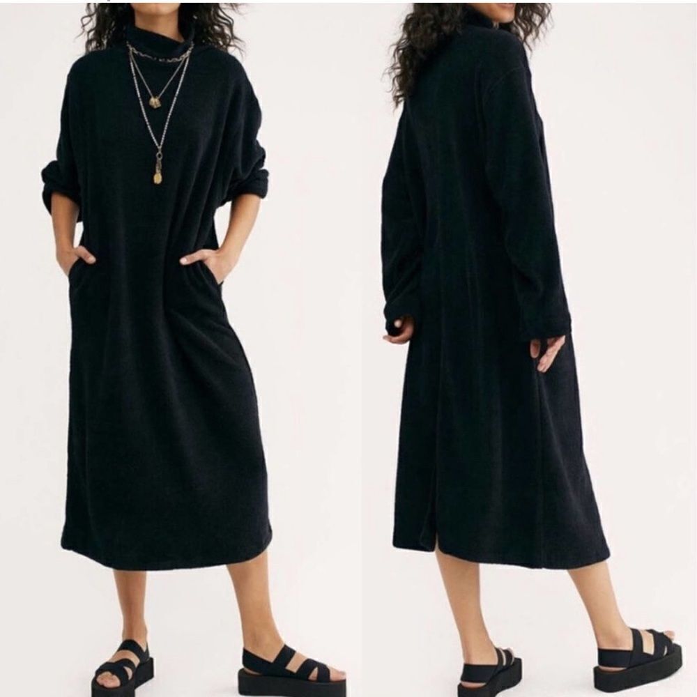 NEW FREE PEOPLE Beach Blanca Maxi Sweater Dress- Black/ Size SMALL - Picture 2 of 2